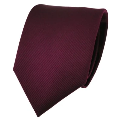 Afbeelding van TigerTie Designer stropdas in effen kleur ribstructuur Binder Tie, bordeauxrood, wijnrood, Krawattengröße: ca. Länge 150 cm, Breite 8 cm