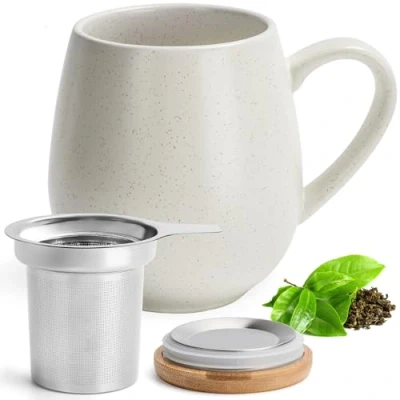 Afbeelding van Happy Lemuro Grote Theekop met infuser en deksel 538 ml Steeping Theekopje Thee Steiler Cup handvat Losse Blad ei Mok