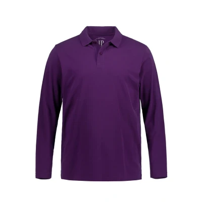 Afbeelding van JP 1880 Heren grote maten Menswear L 8XL poloshirt, basic, lange mouwen, piqué, tot 8 XL 799230, Diep violet, 3XL
