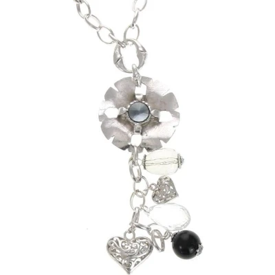 Afbeelding van Behave Ketting met cirkelvormige hanger steen en bedels