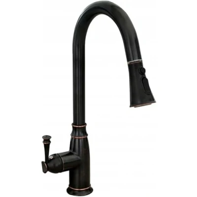 Afbeelding van REA Deco Wastafelkraan/ Mengkraan Opbouw Hoog Model Flexibele Uitloop Old Black
