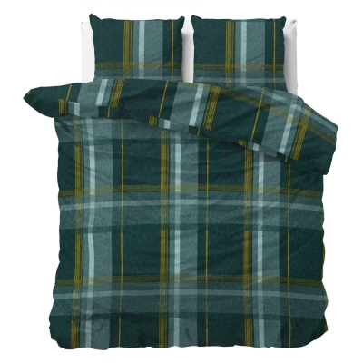 Afbeelding van Dekbedovertrek 2 Persoons 200x200 Sleeptime Microvezel Groen Inclusief Kussenslopen