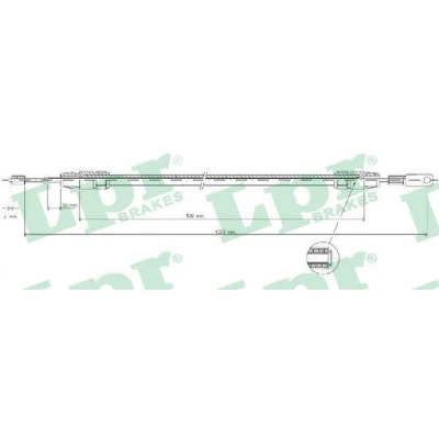 Afbeelding van LPR C0012B Handremkabel 498, 1062mm Trommelrem