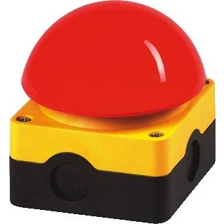 Afbeelding van Eaton fak voet slagdrukknop compleet ontgrendelen door uittrekken contact 2v onderkast zwart bovenkast geel knop rood ip67 256790