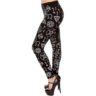 Afbeelding van Banned Pentagram Legging S Zwart/Wit