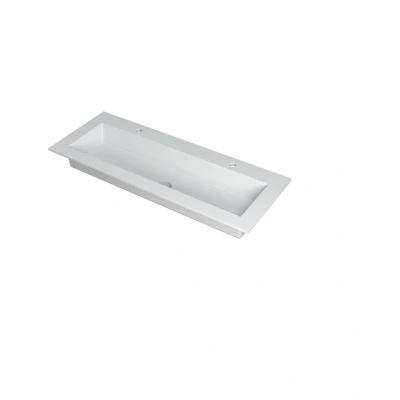 Afbeelding van INK Kraft wastafel 120x45x1cm 1 wasbak 2 kraangaten Mat wit Minimalistisch design