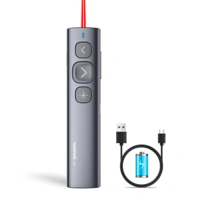 Afbeelding van NORWII N95 Oplaadbare Presentatie Clicker voor Powerpoint met Zachte en Grote Knop, Draadloze Presenter Pointer Slide Computer 2.4GHz