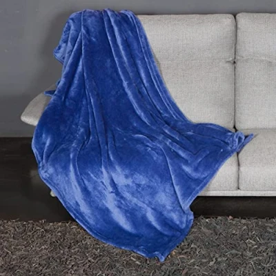 Afbeelding van KANGURU PLAID Fluffi Midnight Fluffendeken van microvezel met Bonteffect pluizig flannel fluweel pluche deken voor Slaapkamer, Bank, Reizen, Volwassenen en kinderen, blauw, 130x170cm