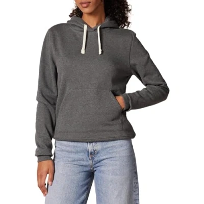 Afbeelding van Amazon Essentials Women&#039;s Fleecetrui met capuchon (verkrijgbaar in grote maten), Houtskoolzwart, L