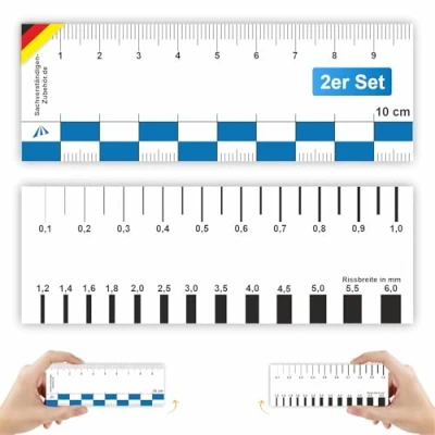 Afbeelding van Expert accessoires set barstbreedte liniaal Documentatie hulp praktische Crack kaart fotodocumentatie exacte Autotaxateurs Taxateur