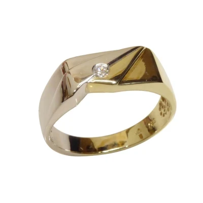 Afbeelding van Bicolor gouden cachet ring met reliëf