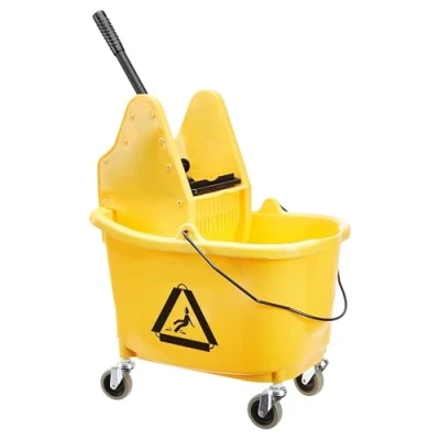 Afbeelding van AmazonCommercial Mop Bucket and Down Press Wringer Combo, 35 QT, Yellow