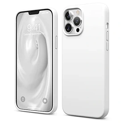 Afbeelding van elago Liquid Silicone Case Compatibel met iPhone 13 Pro Max Hoesje (6.7&quot;), Complete Full Body Beschermhoes Schokbestendig, Anti Kras Zachte Microfiber Voering (Wit)