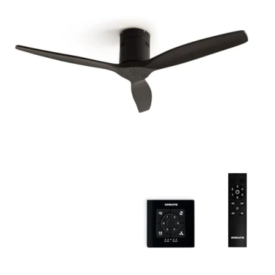 Afbeelding van CREATE Plafondventilator 40W silent Ø132 cm Controller voor wandmontage afstandsbediening Zwart WIND CALM