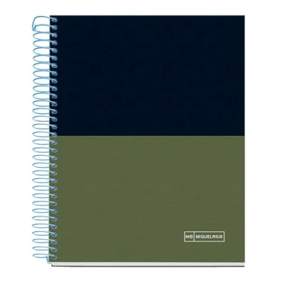 Afbeelding van Miquelrius A5 notitieboek, 140 vellen à 70 g/m², gelinieerd horizontaal 7 mm, 4 gekleurde strepen, 2 boren, hardcover, Rider Green Collection
