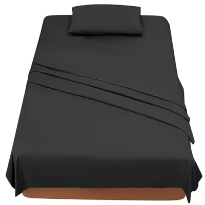 Afbeelding van FARFALLAROSSA Beddengoed voor eenpersoonsbed 90 3 delige beddengoedset van microvezel hoeslaken toplaken 1 kussensloop 50 x 80 cm 190/200 zwart