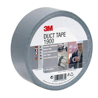 Afbeelding van 3M Weefseltape 1900 in zilvergrijs 50 mm x m Duct Tape/pantserband met de hand scheurbaar en waterdicht voor universele toepassingen zoals markeren, afdichten, bundelen 1 stuk verpakt