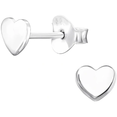 Afbeelding van JoyS Zilveren hartje oorbellen voor kinderen 5 x 4 mm gepolijst oorknoppen kinderoorbellen sterling zilver 925