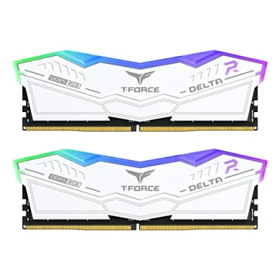 Afbeelding van TEAMGROUP T Force Delta RGB DDR5 Ram 48 GB (2 x 24 GB) 6400 MHz PC5 51200 CL32 M DIE Desktop Geheugenmodule voor 600 700 Serie Chipset XMP 3.0 Klaar Wit FF4D548G6400HC32ADC01