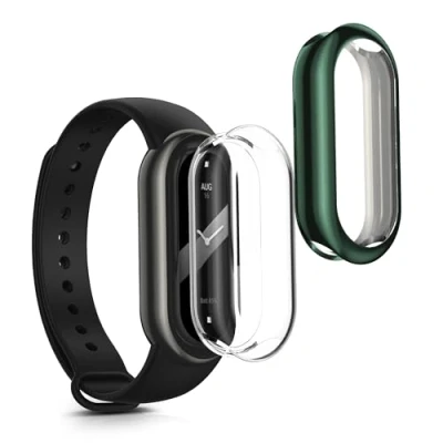 Afbeelding van kwmobile 2x smartwatch hoes geschikt voor Xiaomi Mi Band 8 hoesje Siliconen sporthorloge cover Activity tracker case in transparant / groen