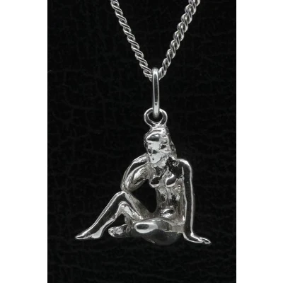 Afbeelding van Zilveren Sterrenbeeld Maagd ketting hanger groot