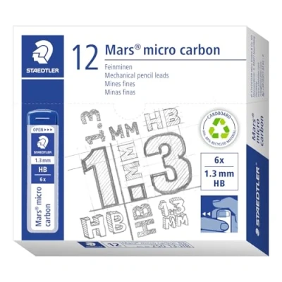 Afbeelding van STAEDTLER 250 13 HB Mars Micro fijne vullingen, diameter 1,3 mm, HB, 12 stuks, grafietgrijs, VE