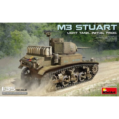 Afbeelding van 1:35 MiniArt 35425 M3 Stuart Light Tank Initial Production Plastic Modelbouwpakket