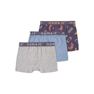 Afbeelding van NAME IT KIDS boxershort NKMBOXER set van 3 grijsblauw/grijs melange/blauw