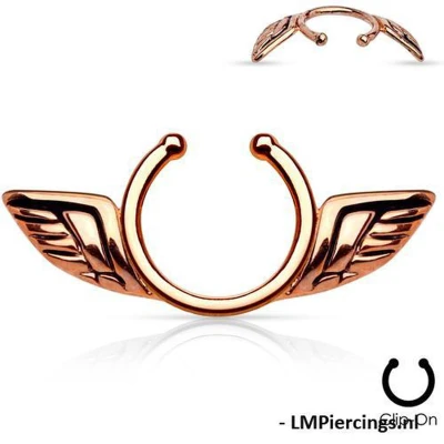 Afbeelding van Fake tepelpiercing engelenvleugel rose goud kleur