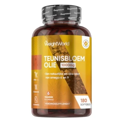 Afbeelding van Teunisbloemolie capsules 1000 mg Oenothera biennis per portie 180 softgels voor 6 maanden voorraad Met Omega en 9 als linolzuur oliezuur 100% natuurlijk Van maxmedix