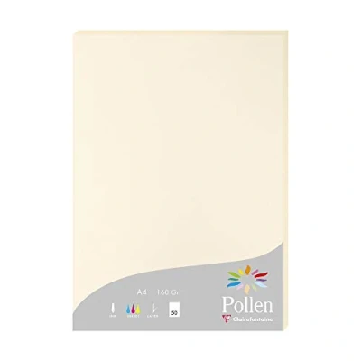 Afbeelding van Clairefontaine Ref 14204C Stuifmeelpapier (Pack van 50 vellen) A4 (210 x 297mm) in grootte, 160gsm kaart, zuurvrij, laser &amp; inkjet printer compatibel crème