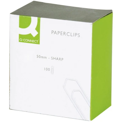 Afbeelding van Q CONNECT papierklemmen, 50 mm, doos van 100 stuks