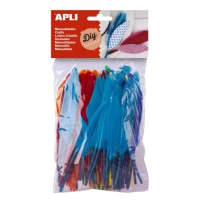 Afbeelding van Apli ganzenveren, blister met 100 stuks in geassorteerde kleuren