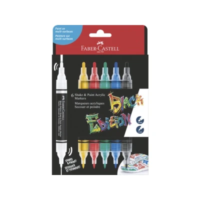 Afbeelding van 6x Acrylmarker Faber Castell Black Edition Shake Paint 6st. standaard