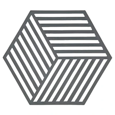 Afbeelding van Zone Denmark Hexagon pannenonderzetter, hittebestendig, siliconen onderzetter, praktische en decoratieve vaatwasmachinebestendig, 16 x 14 cm, koel grijs