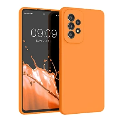 Afbeelding van kwmobile telefoonhoesje voor Samsung Galaxy A53 5G Hoesje met siliconen coating Smartphone case in fruitig oranje