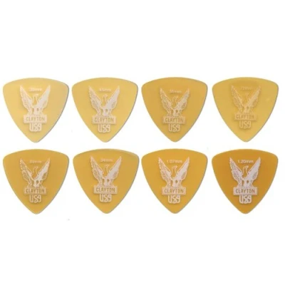 Afbeelding van Clayton Ultem Gold Rounded Triangle plectrum 0.80 mm 12 pack