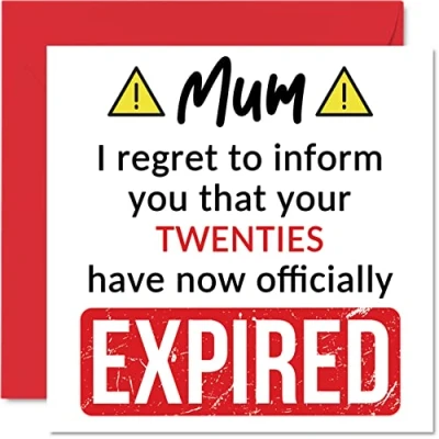 Afbeelding van Grappige 30e verjaardagskaarten voor mama je twintiger jaren zijn verlopen Happy Birthday Card van zoon dochter, 145mm x Banter Joke Humor Bday wenskaarten cadeau