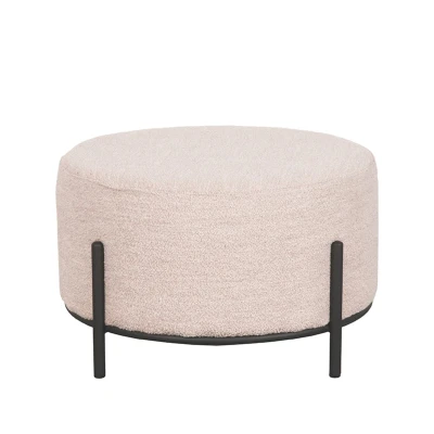 Afbeelding van LABEL51 Troy poef op poten XL 57x57x34cm bouclé naturel Boucle