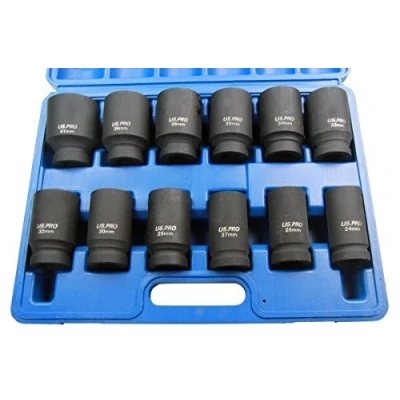 Afbeelding van US PRO B1360 12ST 3/4&quot; DR 6PT Diepe Impact Sockets Metrisch 24 41mm 1360, Blauw