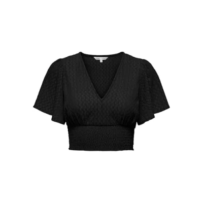 Afbeelding van ONLY Onlhannah Smock Tshirt basic, Dames, Maat: Small, Black