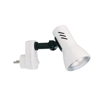 Afbeelding van Briloner Leuchten Stekkerlamp, stekkerspot E14, leeslamp 25W, draai en zwenkbaar, wit, metaal, 25 W, 230 V, hoogte 10,5 cm