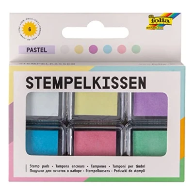 Afbeelding van folia Stempelkussenset pastel, 6 stempelkussens, in verschillende kleuren, ideaal voor het versieren van kaarten en andere knutselwerken