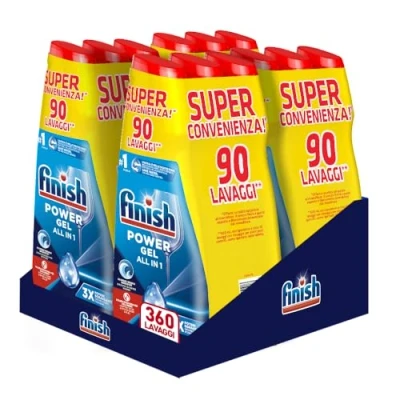 Afbeelding van Finish Powergel Fresh afwasmiddel, 360 vaatwassergel, 600 ml, 12 stuks