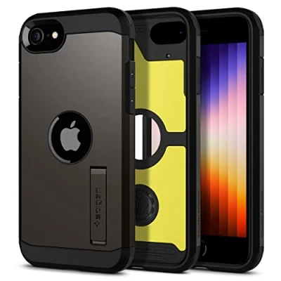 Afbeelding van Apple iPhone SE (2022) Hoesje Kunststof Spigen Hardcase/Backcover Grijs Telefoonhoesje Shockproof/Valbescherming