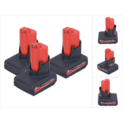 Afbeelding van Milwaukee accuset 3x M12 HB5 High Output 12 V 5.0 Ah / 5000 mAh Li Ion accu ( 4932480165 )