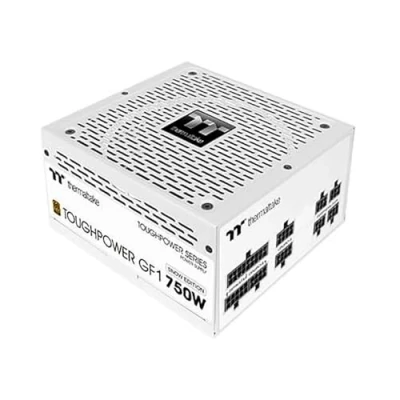 Afbeelding van Thermaltake Toughpower GF1 750 W Gold Snow Edition, PC ATX voeding, volledig modulair, 80 Plus goud, stille 140 ventilator, EU gecertificeerd, wit
