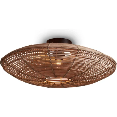 Afbeelding van Good&amp;Mojo Plafonniere Tanami Rotan Schijf Large Naturel 55x55x14cm