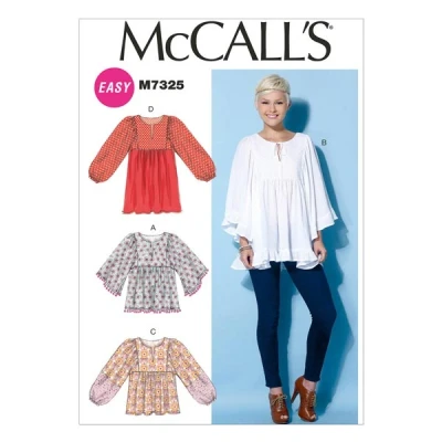 Afbeelding van McCall&#039;s Patterns 7325 Y, Misses Tops en Tuniek, Maten XSM MED, veelkleurig, Y (XS/Klein M)