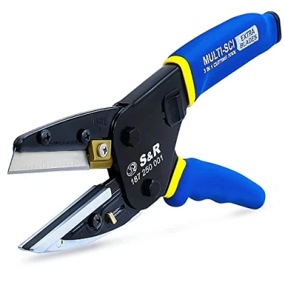 Afbeelding van S&amp;R Amboss Precisiesnijder, 250 mm, universele schaar, multi cutter voor leer, rubber, zachte kunststoffen, bioThane, tapijt, verse takken, draden, kabels, multifunctionele 4 SK5 reservemesjes